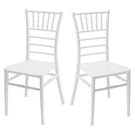 RAINBOW OUTDOOR Tiffany Set of 2 Stackable Side chair w/cushion-White RBO-TIFFANY-WHT-SC-SET2